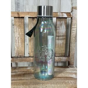 Starbucks Iridescent Recycled Glass Water Bottle 20oz 2019 Made In Spain NWT